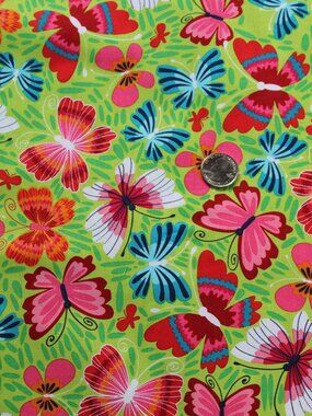 Butterfly Spring to Life Cotton Fabric AMF 3 Yards Multi Color Quilt Sew Crafts
